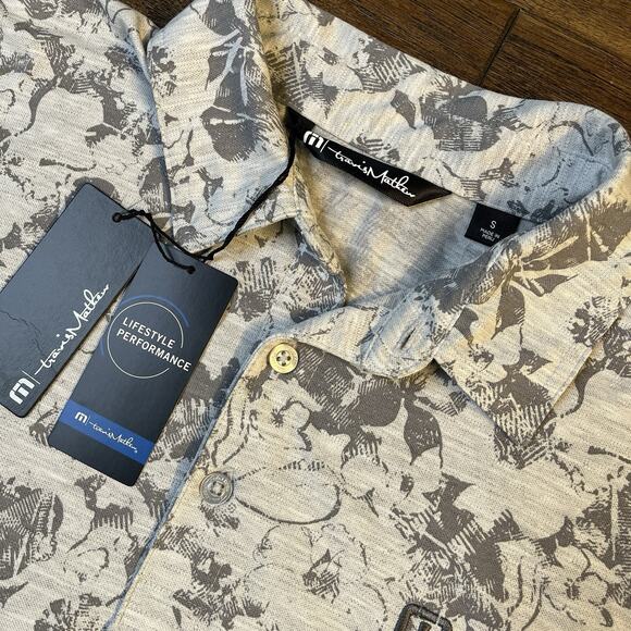 NWT Travis Mathew Private Deck Polo Men’s Small Heather Light Grey Performance - Picture 1 of 8